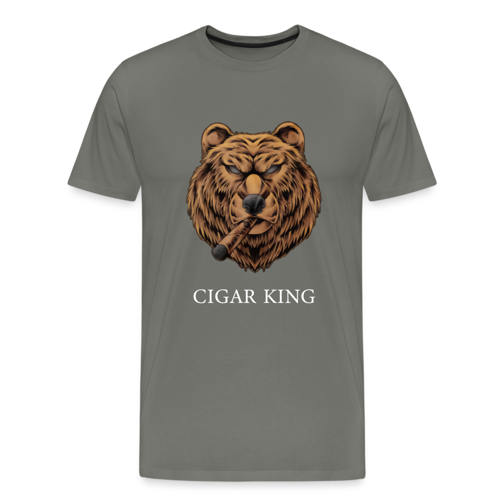 Men's Cigar King T-Shirt - White - asphalt gray