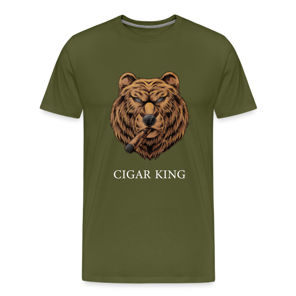 Men's Cigar King T-Shirt - White - olive green